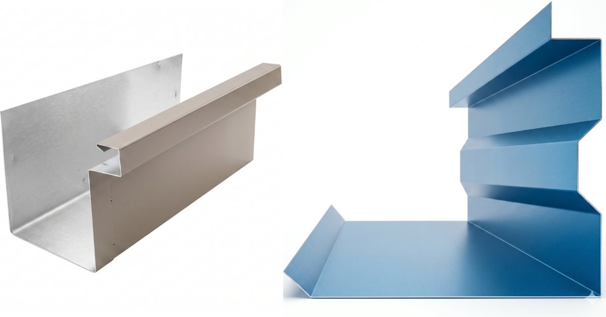 High-quality metal gutter installed on industrial roof for rainwater drainage in Vapi