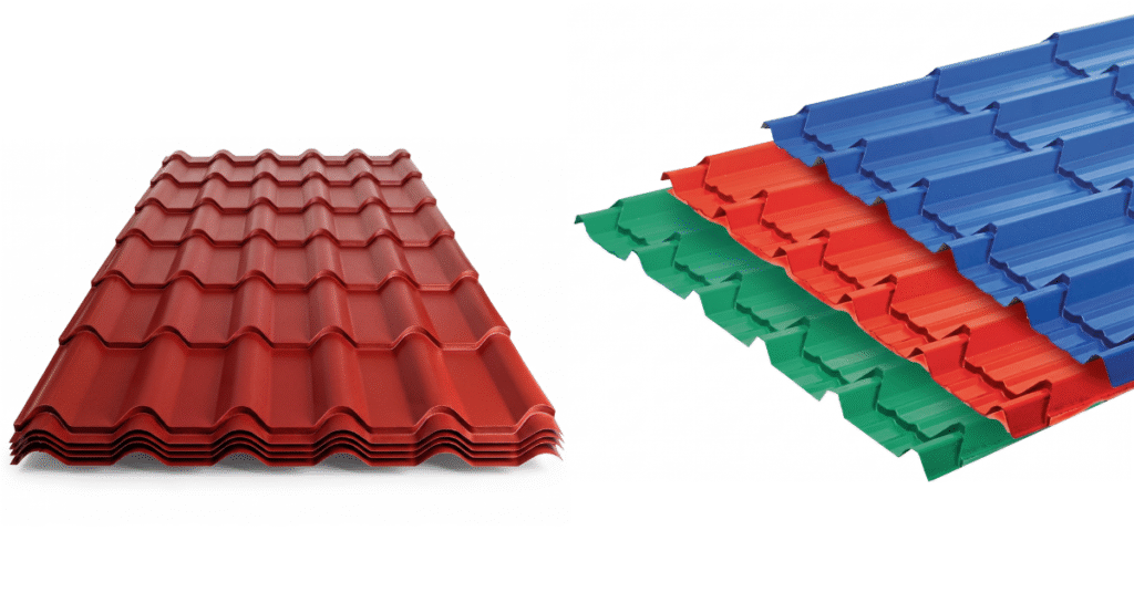 High-quality colour coated roofing sheets in Vapi for industrial and commercial buildings, available in multiple durable colors