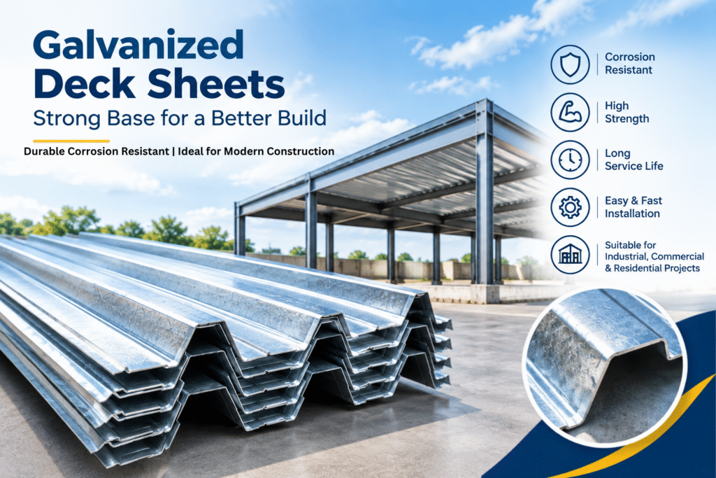 Galvanized deck sheets for industrial construction